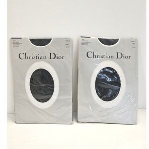 Vintage Christian Dior Diorissimo 4443 Ultrasheer Sandalfoot Pantyhose Navy Sz 2